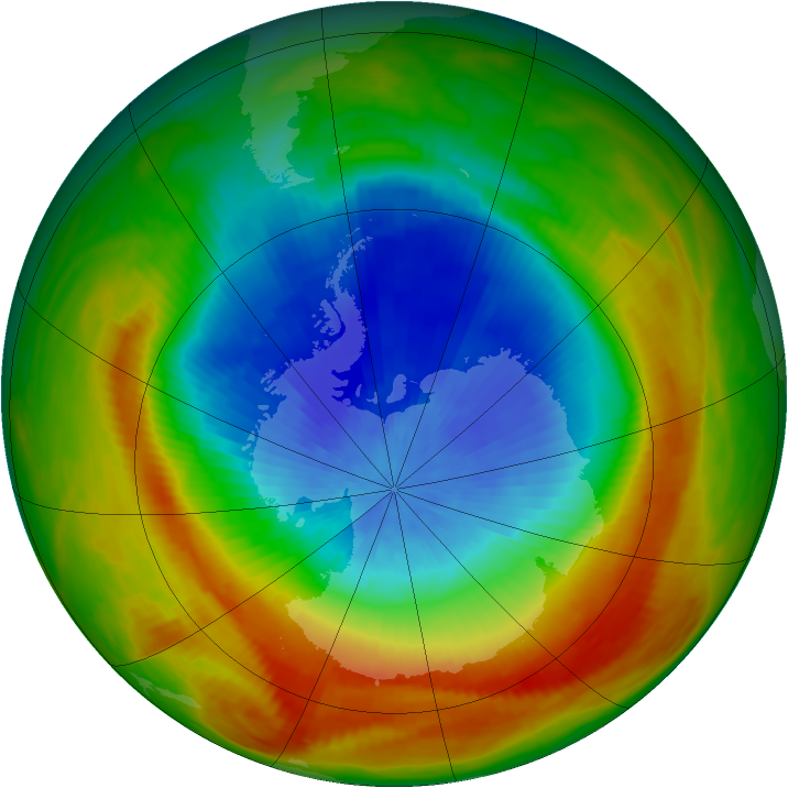 Antarctic ozone map for 15 October 1988